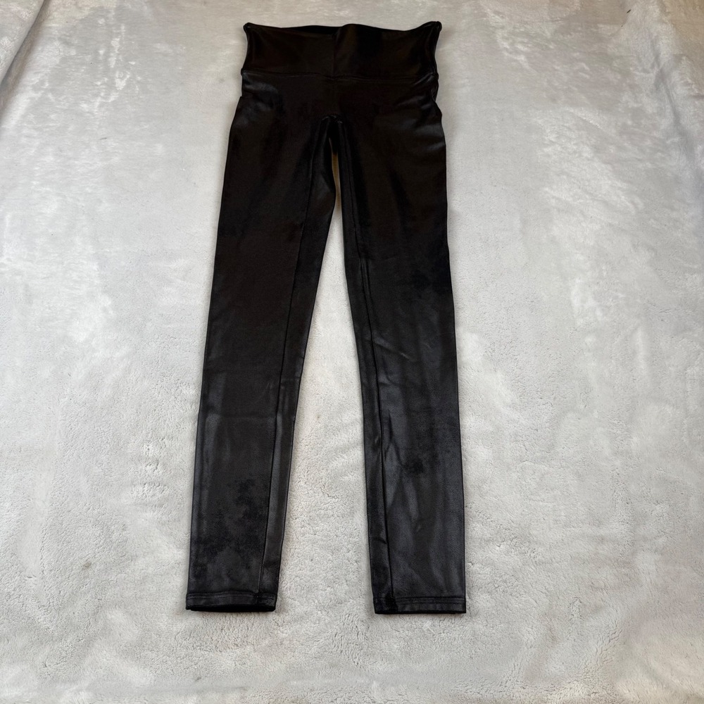 Spanx Faux Leather Leggings Black High Waisted Tummy Control Medium 20110R